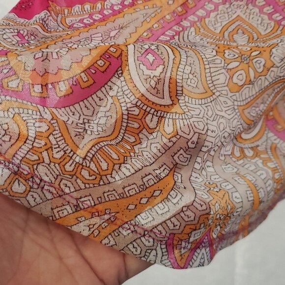 INTERNATIONAL Concepts Blouse Top Tropical Chiffon Diamon Buttons Size S - Picture 10 of 12